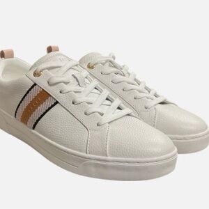 Ted Baker White Sneakers with Pink and Black Stripes MULTIPLE SIZES